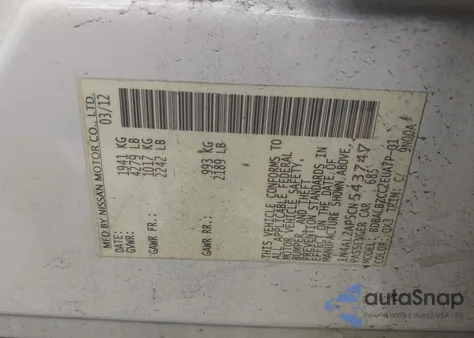 2012 Nissan Altima 2.5 S from USA, damaged, VIN 1N4AL2AP5CN543747